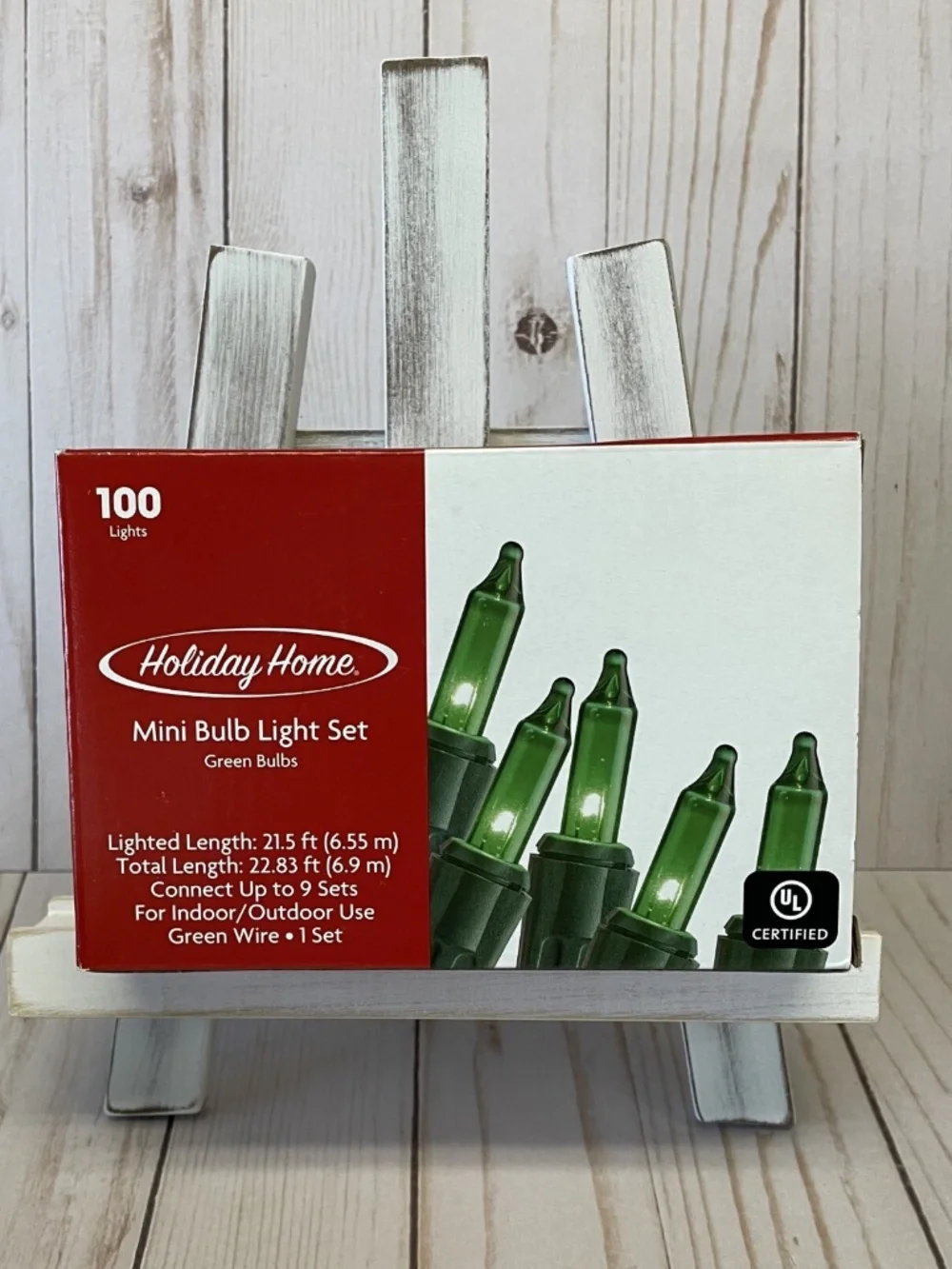 Holiday Home Mini Bulb Light Set 100 Light String Green In/Outdoor Christmas NEW